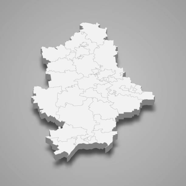 illustrations, cliparts, dessins animés et icônes de carte isométrique 3d de l’oblast de donetsk est une région de l’ukraine - donetsk oblast