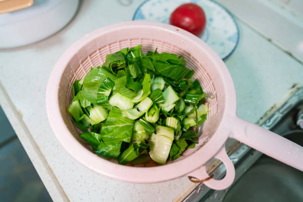 Sliced lettuce in a basket