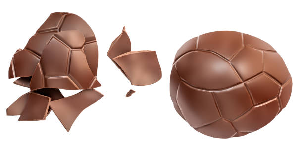 istock Crushed Chocolate Easter egg isolated on white background, close up. Sweet chocolate collection 1390669457