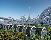 Futuristic green city architecture