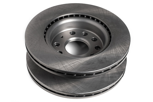 Two brake disk for the car isolate on white.