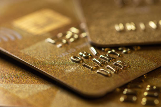istock Credit card close up shot with selective focus for background. 1390678159