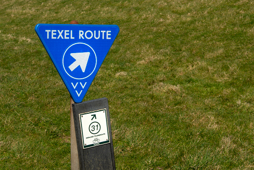 Sign for different biking paths in Texel, the largest of the dutch Wadden islands.