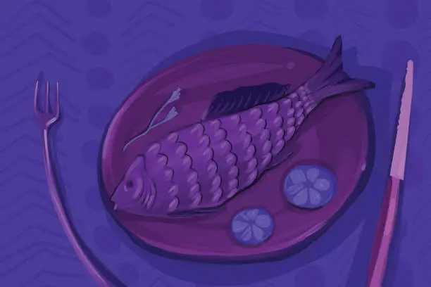 Vector illustration of Fish healthy food on the menu