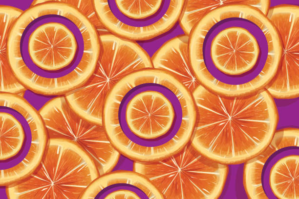 illustrations, cliparts, dessins animés et icônes de motif exotique avec orange - lemon portion citrus fruit juice