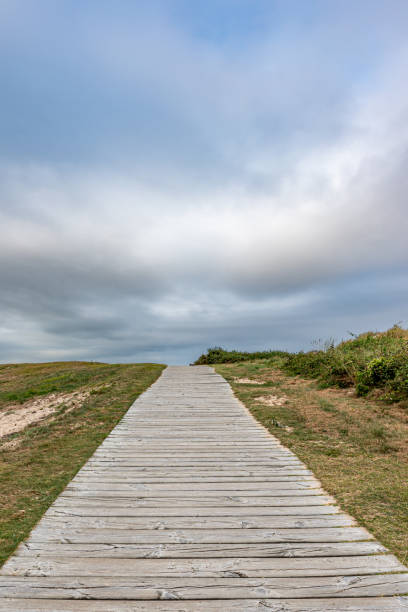 istock Road and nature. It is about wooden pavement, floor, passage, path, path or passageway with nature to walk and connect with the beach in the sea 1390680907