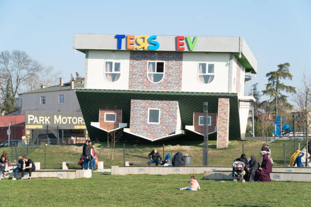 Adapazari, Sakarya, Turkey - March 27, 2022: Kent Park in Sakarya Turkey. Green public parks in Sakarya. People spending good time in the public park during sunny day