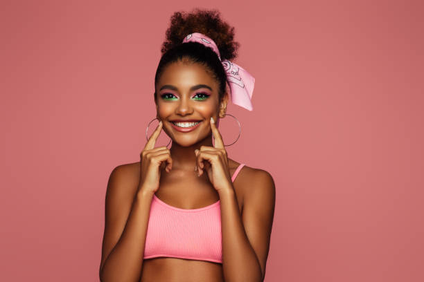 istock Beautiful afro woman with bright make-up 1390686765