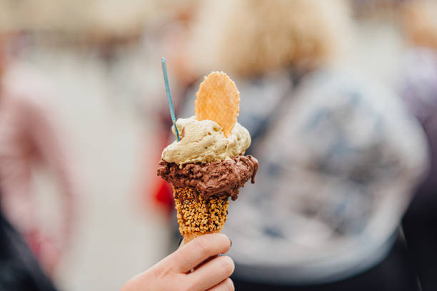 Ice cream cone - italian gelato stock photo