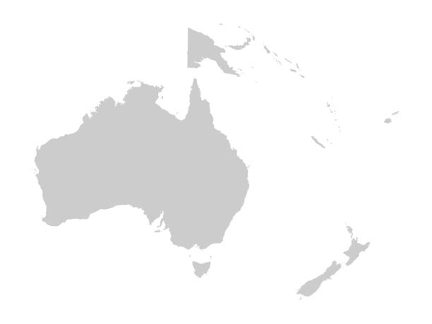 ilustraciones, imágenes clip art, dibujos animados e iconos de stock de mapa de australia y oceanía con países y fronteras. - oceanía