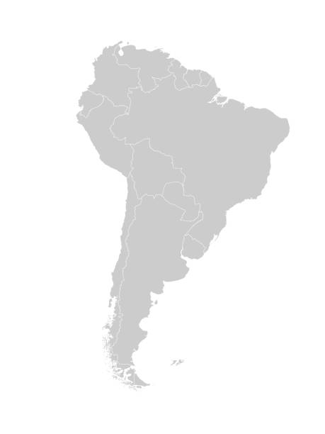 karte von südamerika mit ländern und grenzen. - lateinamerika stock-grafiken, -clipart, -cartoons und -symbole