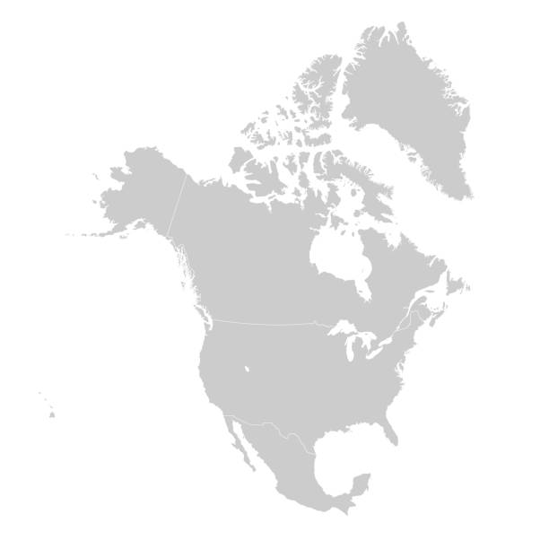 mapa ameryki północnej z krajami i granicami. - outline mexico flat world map stock illustrations