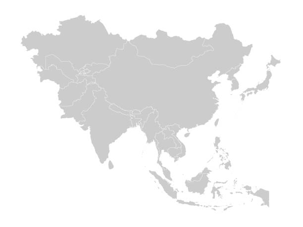 illustrations, cliparts, dessins animés et icônes de carte de l’asie avec les pays et les frontières. - philippines map cartography asia