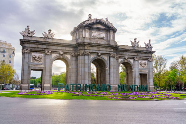 istock Alcala gate in Madrid at dawn, a UNESCO World Heritage Site 1390697041
