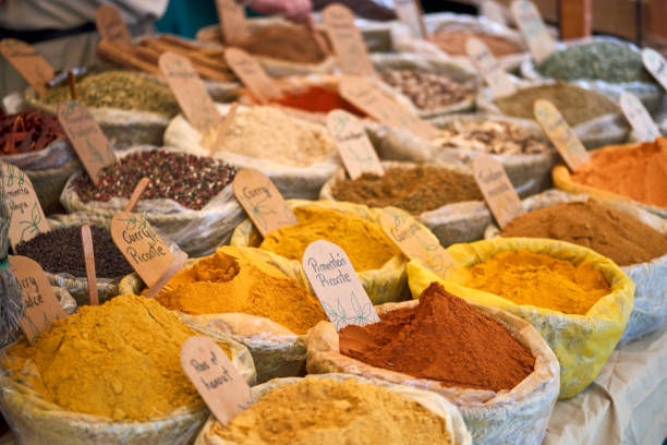 istock Close-up of containers with different types of spices. 1390705690