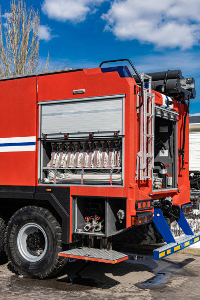 istock Moscow, Russia - April 04, 2022: fire truck with an open hatch 1390708705
