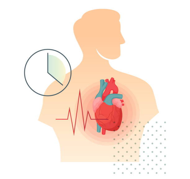 критическое время сердечного приступа - стоковая иллюстрация - pain heart attack heart shape healthcare and medicine stock illustrations