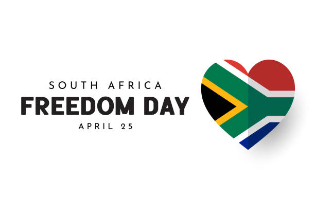 ilustraciones, imágenes clip art, dibujos animados e iconos de stock de tarjeta del día de la libertad de sudáfrica. vector - flag south african flag south africa national flag