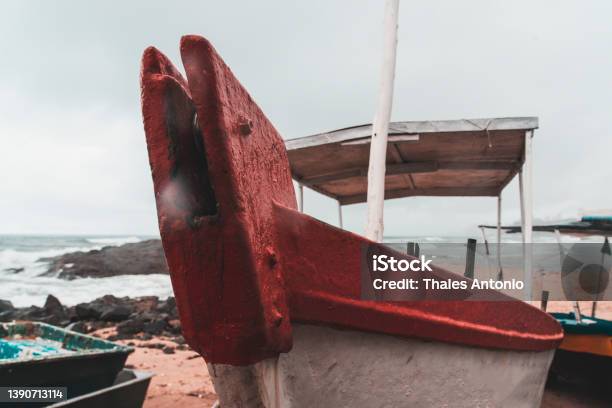 Fishing Boats Moored On The Sands Of Rio Vermelho Beach Stock Photo - Download Image Now