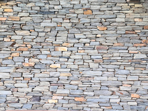 Stone wall background Schist stone wall in Central Otago, New Zealand schist stock pictures, royalty-free photos & images