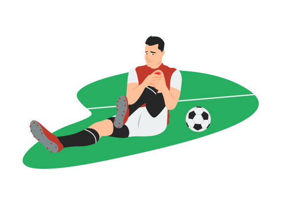 Injured Soccer Player Sprained Knee Vector Illustration vector art illustration