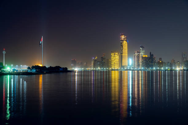 istock Great reflections at night in Abu Dhabi 1390716740