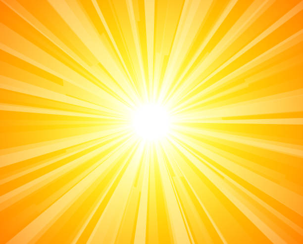 bildbanksillustrationer, clip art samt tecknat material och ikoner med abstract bright yellow sun rays background - solljus