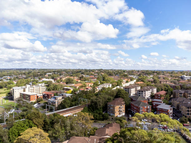 istock Aerial view of city, background with copy space 1390720931