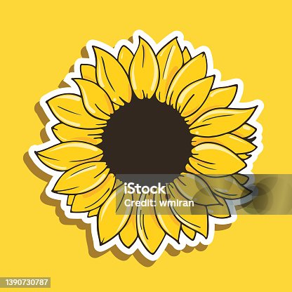 istock Sunflower on Yellow background 1390730787