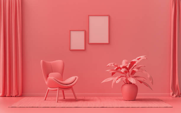 istock Double Frames Gallery Wall pink color monochrome flat room and plants 1390735953