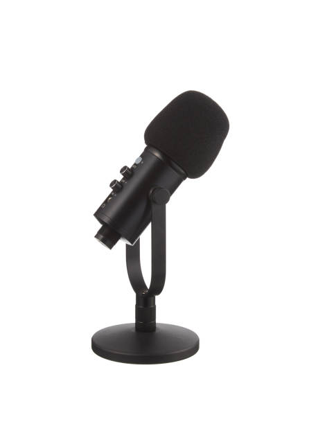 istock Desk Microphone That Stands From a Desk Border on White 1390738389