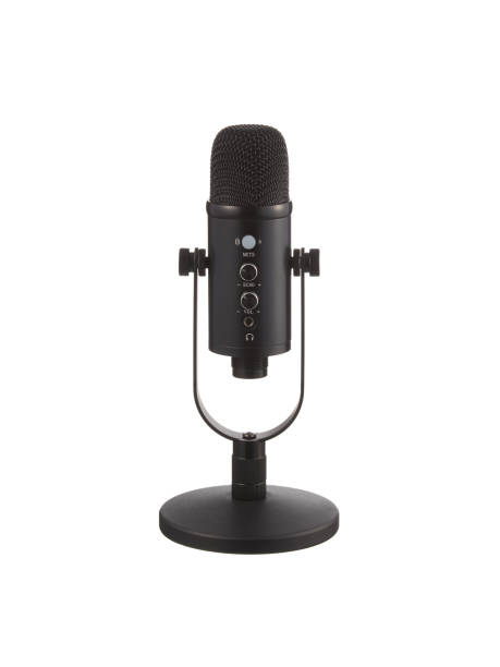 istock Desk Microphone That Stands From a Desk Border on White 1390738394