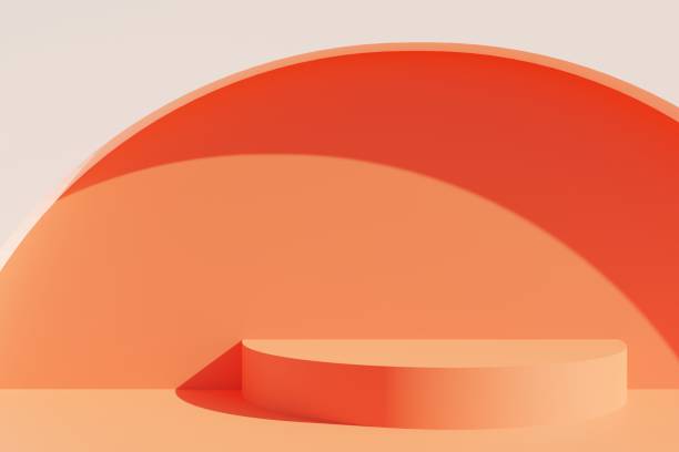 istock Terracotta matte podium with white arch background 3d illustration 1390738600