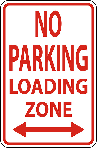 No Parking Loading Zone Sign On White Background