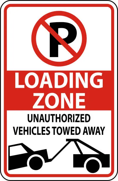 Vector illustration of No Parking Loading Zone Sign On White Background