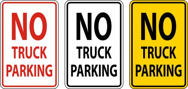 Vector illustration of No Truck Parking Sign On White Background