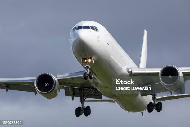 White Cargo Boeing 767 Stock Photo - Download Image Now - Front View, Cargo Airplane, Industry