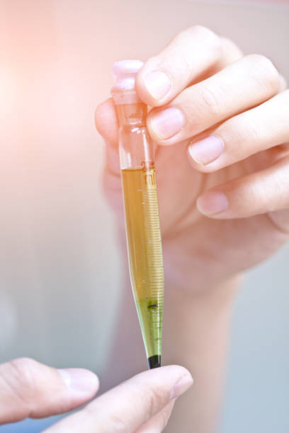 istock Lab technician doing research with a microscope in the lab. Scientist with equipment holding tools during scientific experiment science concept stock photo 1390758186