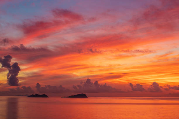 Small islands, sky and sea at sunrise