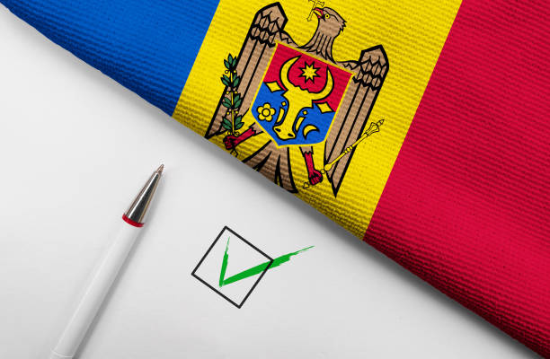 Pencil, Flag of Moldova and check mark on paper sheet