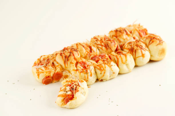 Homemade Pizza Roll Pull Apart Bread with Cheese and Sausage, Copy Space for Text, Recipe, or Advertisement