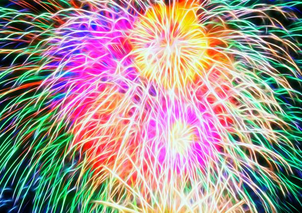 istock 3D illustration of colorful fireworks 1390777203