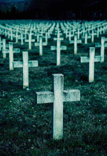 istock Many gravestone in cemetery at twilight 1390781507
