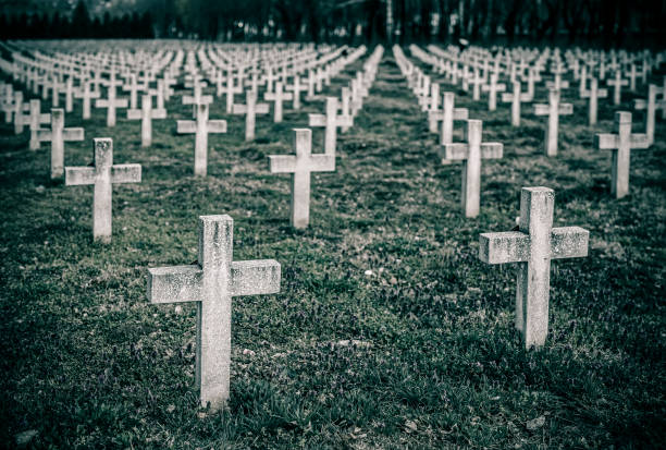 istock Many gravestone in cemetery at twilight 1390782328