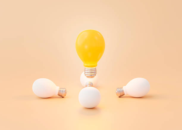 istock Light bulb idea thinking or solution business concept icon or symbol on yellow background 3d rendering 1390786299