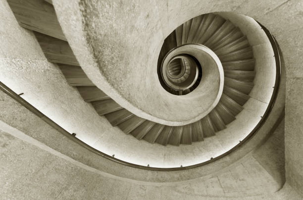 istock Modern spiral staircase. Contemporary architecture abstract background 1390790346