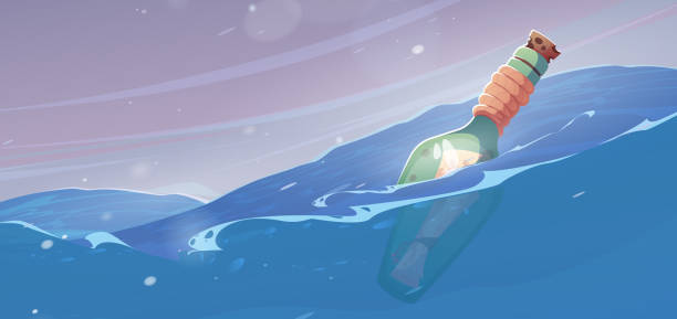 ilustrações, clipart, desenhos animados e ícones de carta em garrafa flutuando no mar - floating on water illustrations