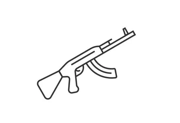 Vector illustration of Machine gun line icon. Weapon symbol