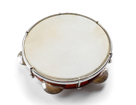 Traditional Brazilian tambourine, Pandeiro, isolated on white background