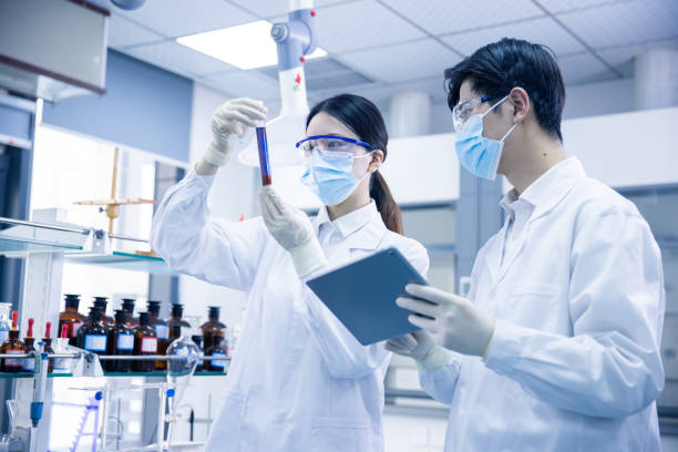 Asian scientists working at the laboratory